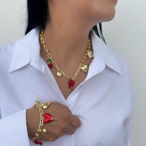 SET ARETES COLLAR Y PULSERA LOVE AND FRUITS