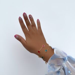 PULSERA EN RODIO CON TREBOLES